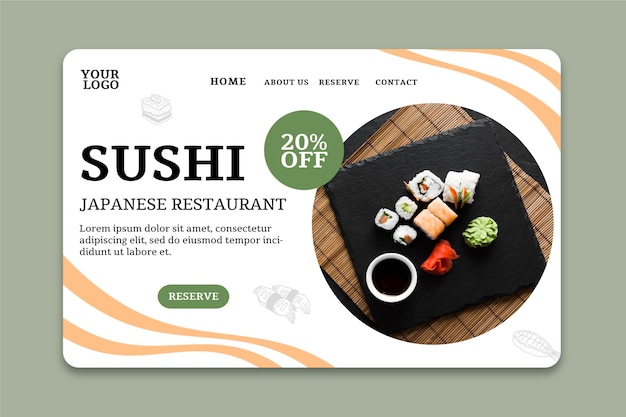 Sushi restaurant landing page template