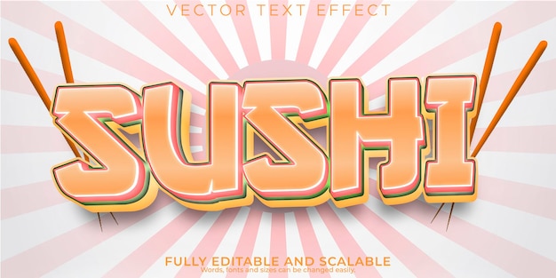 Free Vector sushi text effect editable japan and food text style