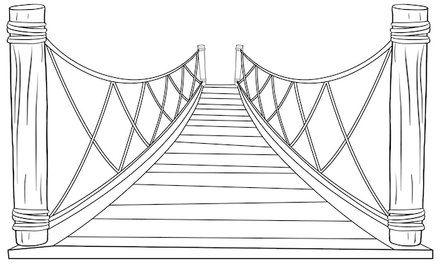 Free Vector suspended bridge vector illustration