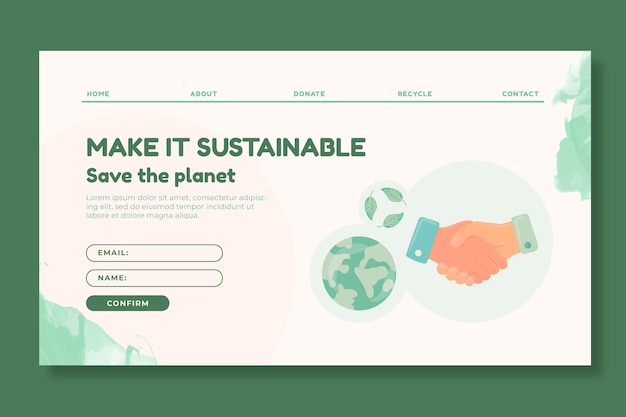 Free vector sustainable clothing landing page template