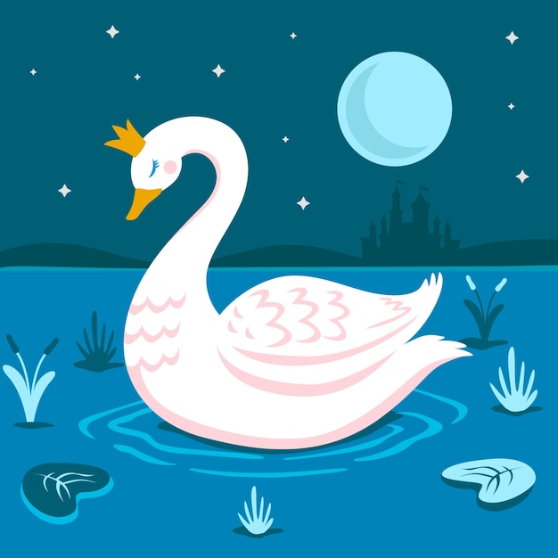 Swan princess illustrated concept