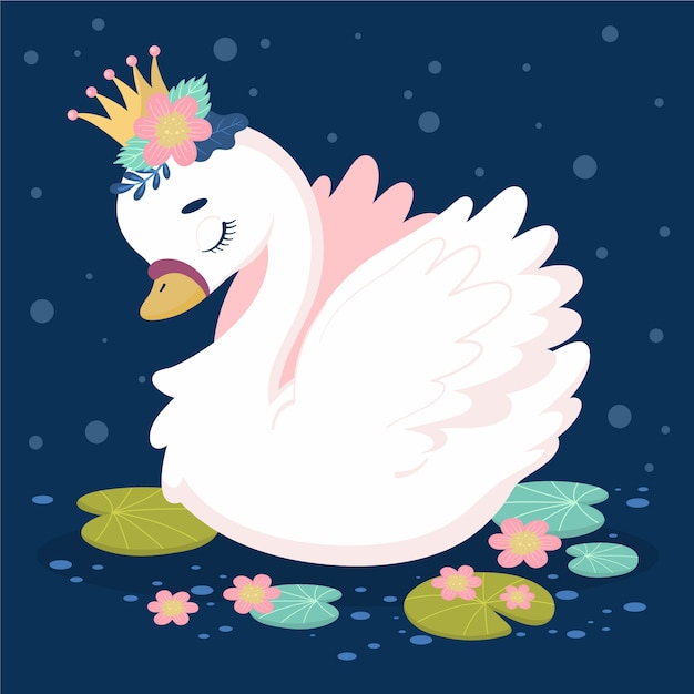 Free Vector swan princess illustration