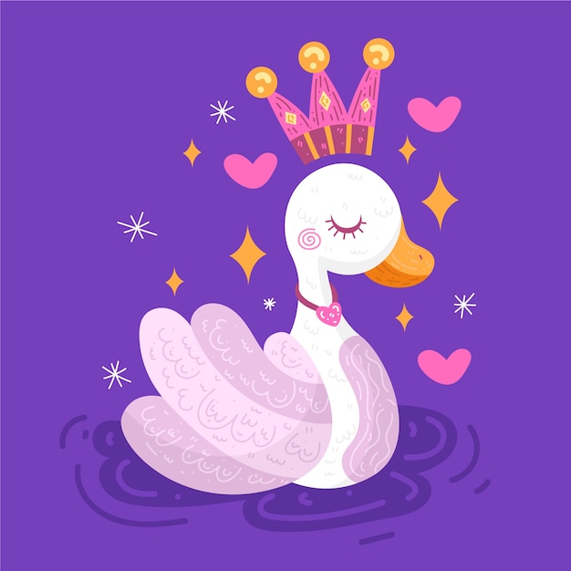 Swan princess with pink and golden crown