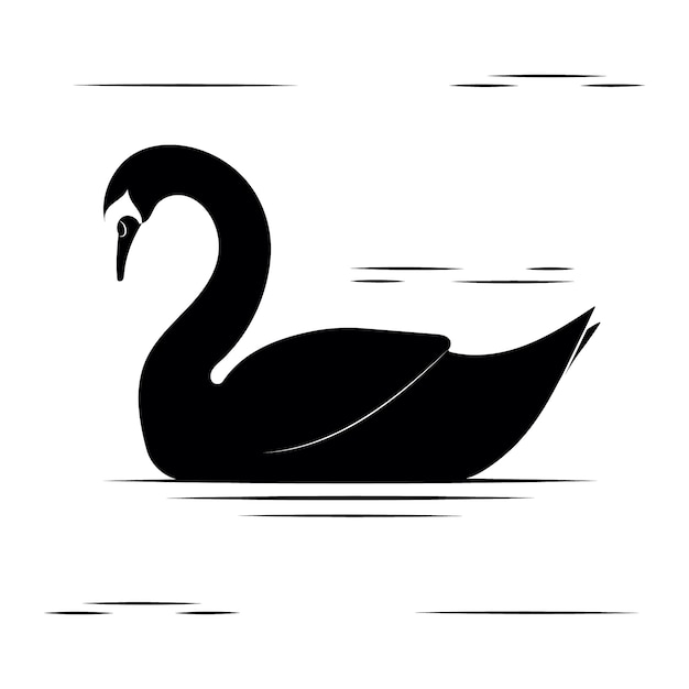 Free Vector swan sillhouette illustration on lake