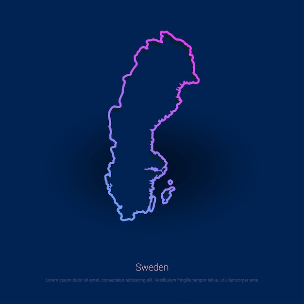 Sweden Country Map Blue Presentaion Background