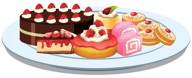 Free Vector sweet bakery dessert with strawberry