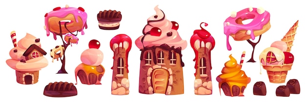 Free Vector sweet candy castle elements set