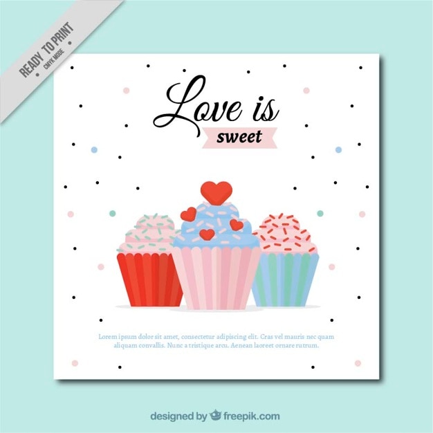 Free Vector sweet card with tasty cupcakes