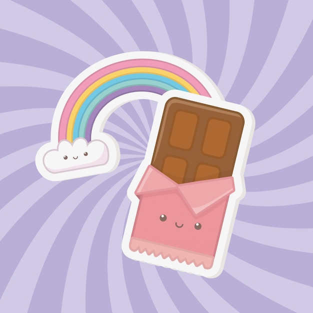 Free Vector sweet chocolate bar and candies kawaii characters