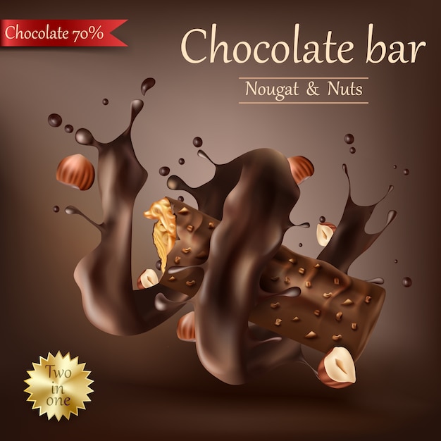 Free Vector sweet chocolate bar with spiral melted chocolate