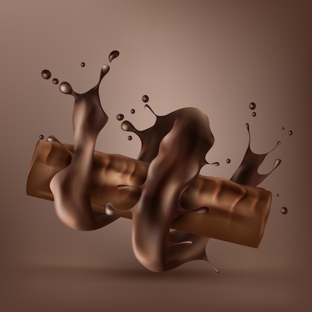 Free Vector sweet chocolate bar with spiral melted chocolate