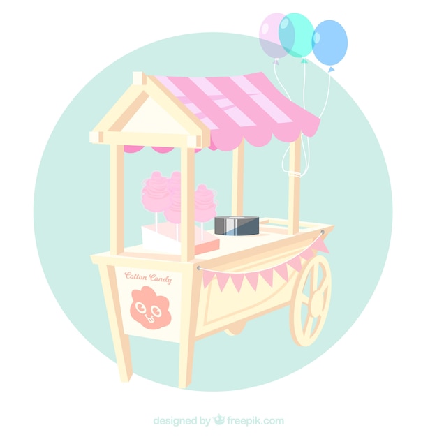 Sweet cotton candy cart with balloons