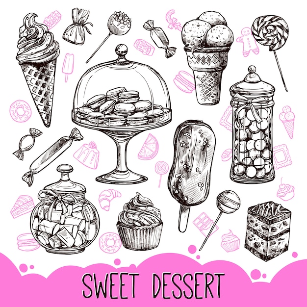 Free Vector sweet dessert set