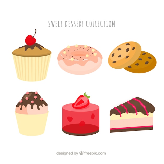 Free Vector sweet desserts collection in 2d style