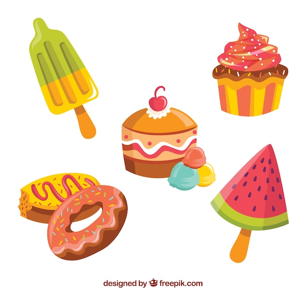 Free Vector sweet desserts collection in hand drawn style