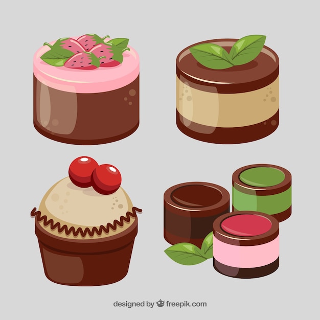 Free Vector sweet desserts collection in hand drawn style 