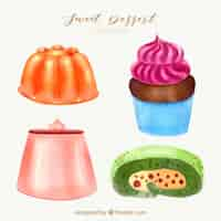 Free vector sweet desserts collection in watercolor style