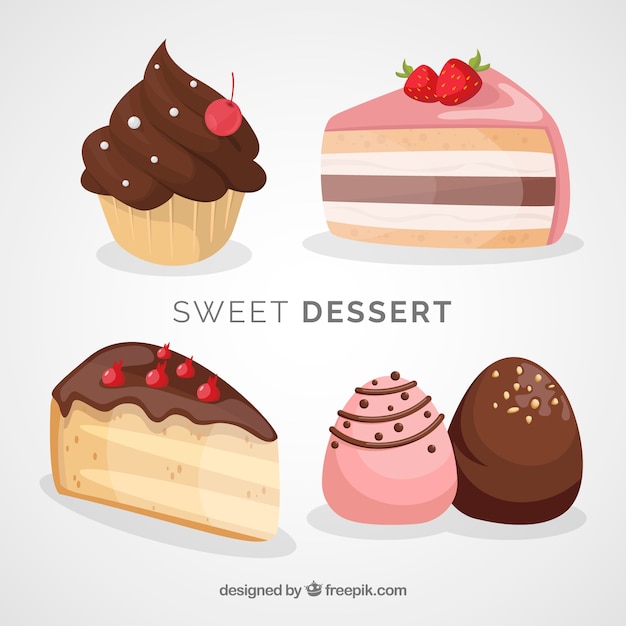 Free Vector sweet desserts collection with chocolate 