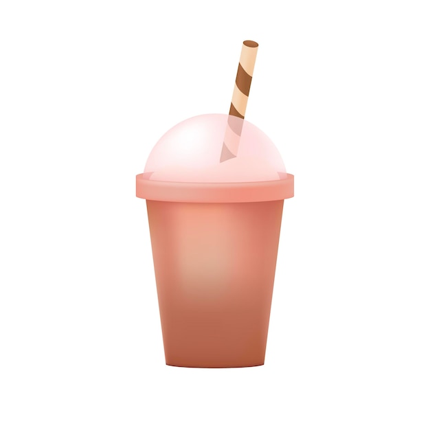 Free vector sweet drink in plastic cup with straw 3d illustration. cartoon drawing of bubble tea, soda, juice or cocktail in cup in 3d style on white background. beverage, dessert, celebration concept