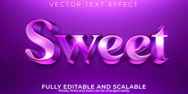 Sweet editable text effect, purple and soft text style