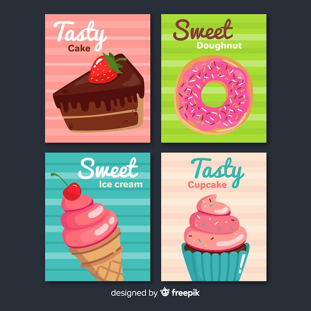 Free Vector sweet food card collection