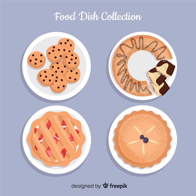 Sweet food dishes collection