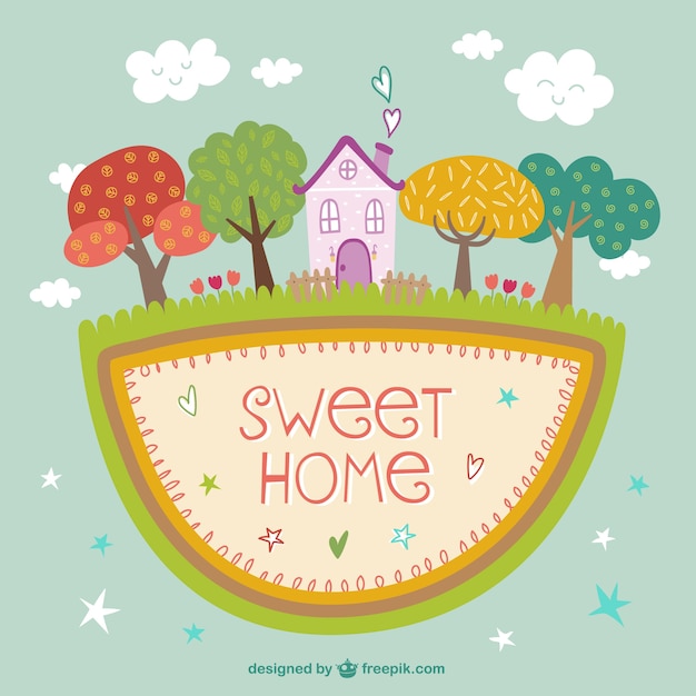 Free Vector sweet home with trees