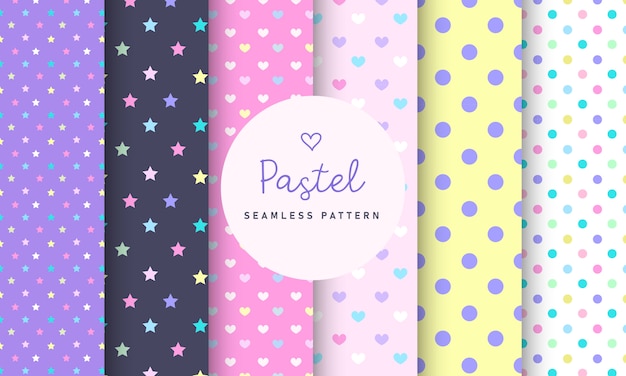 Sweet pastel seamless pattern collection.