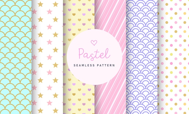 Sweet pastel seamless pattern collection.