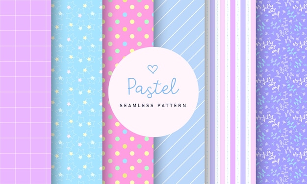 Sweet pastel seamless pattern collection.