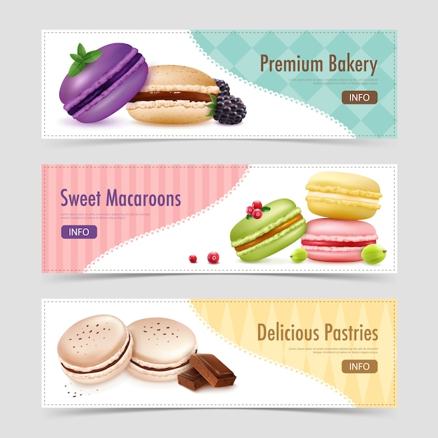 Free Vector sweet ratafee pastry banners