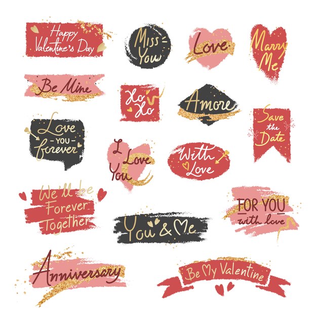 Sweet romantic valentine message set