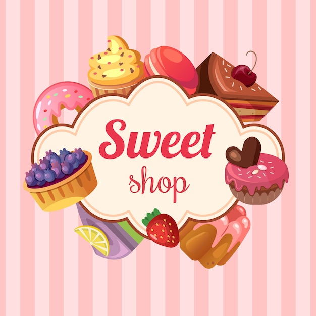 Free Vector sweet shop background illustration