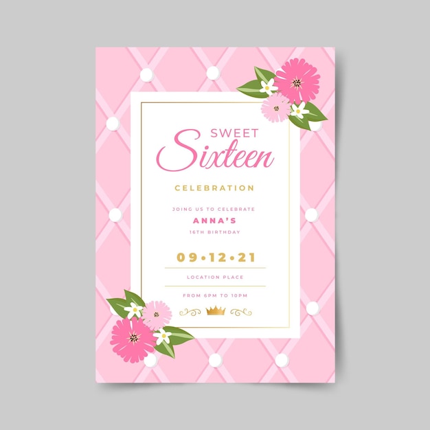 Sweet sixteen birthday invitation design