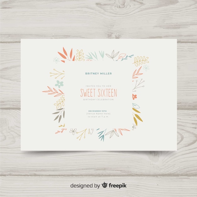 Free vector sweet sixteen birthday invitation