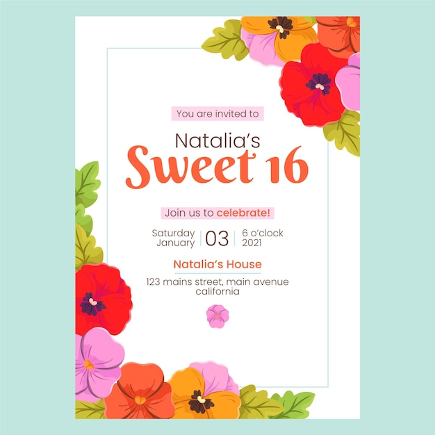 Sweet sixteen birthday invitation