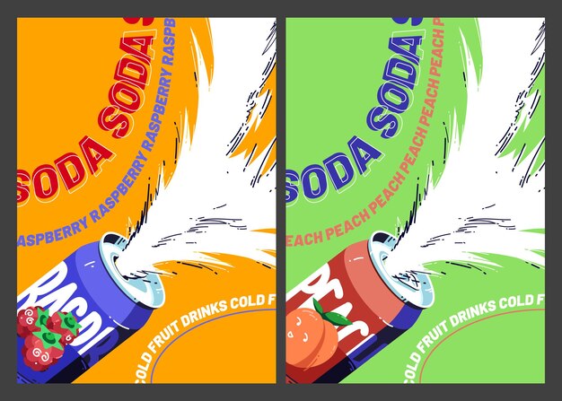 Sweet soda cold fruit drinks posters