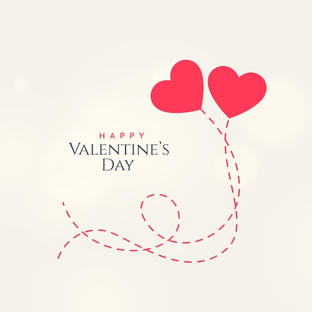 Free Vector sweet valentine's day card design with two floating hearts