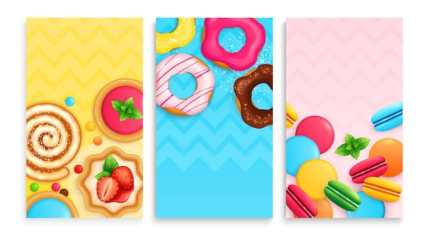 Free Vector sweets desserts cards set