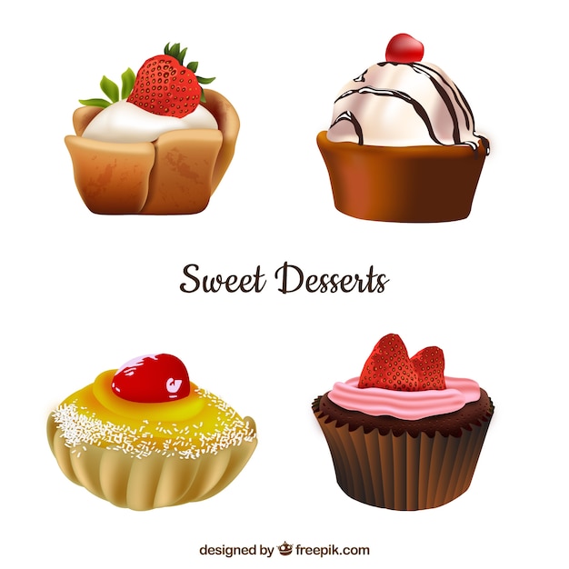 Free Vector sweets desserts collection in realistic style