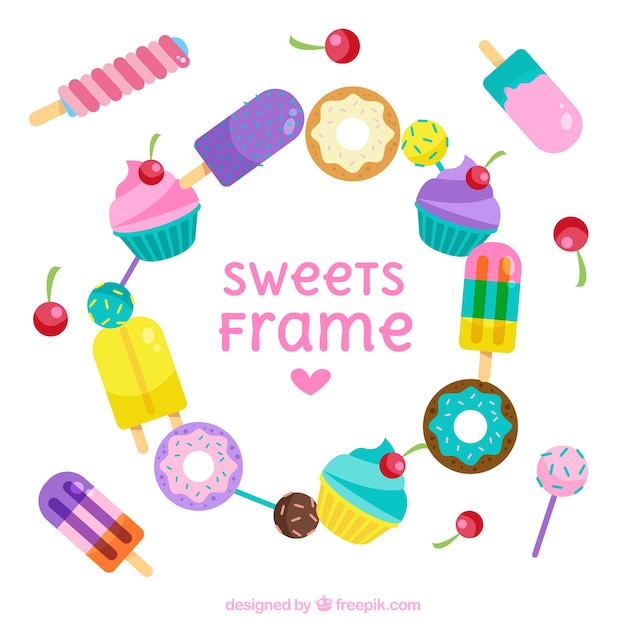 Free Vector sweets frame with flat design