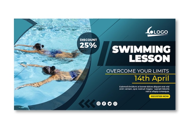 Swimming banner template