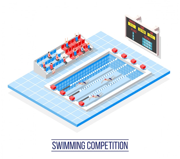 Free Vector swimming competition isometric  