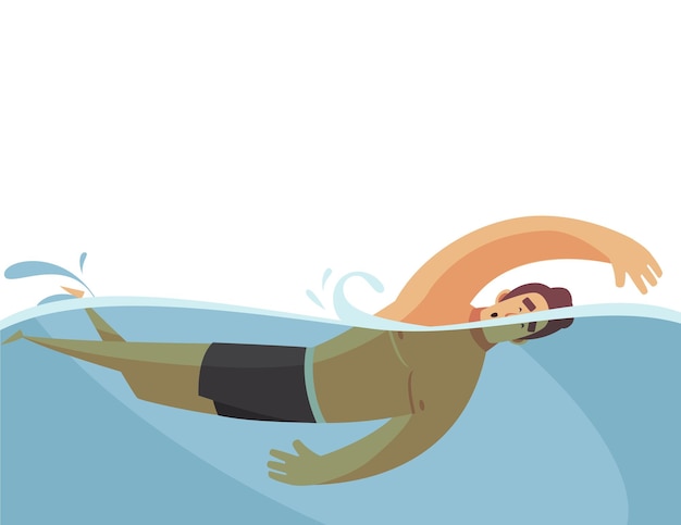 Swimming Flat Illustration