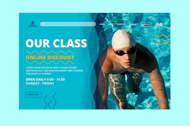 Swimming is life classes landing page template