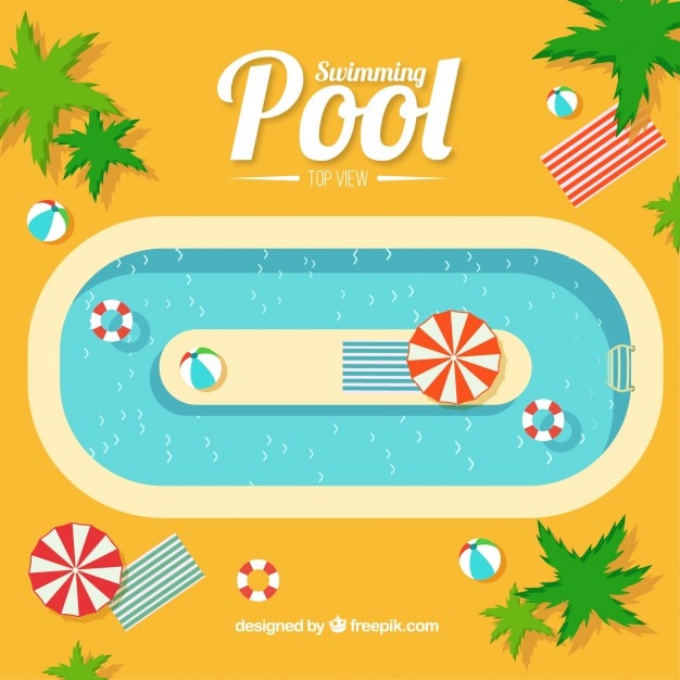 Free Vector swimming pool background with palm trees