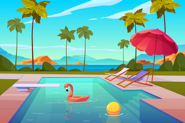 Free Vector swimming pool in hotel or resort outdoors