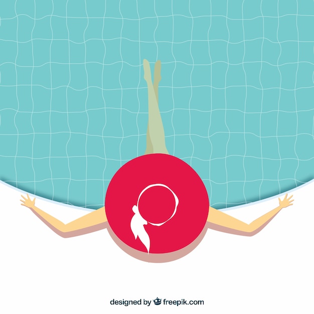 Free Vector swimming pool and woman with hat background