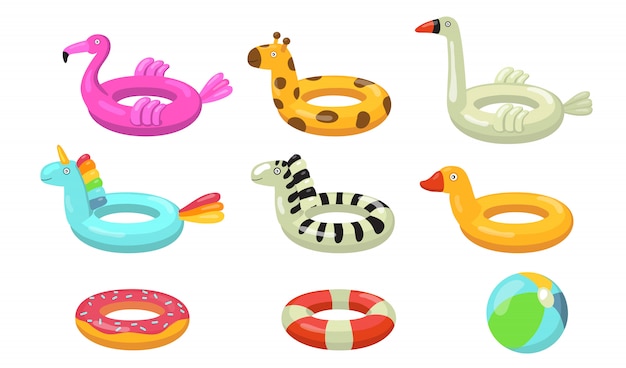 Free Vector swimming rings flat icon set