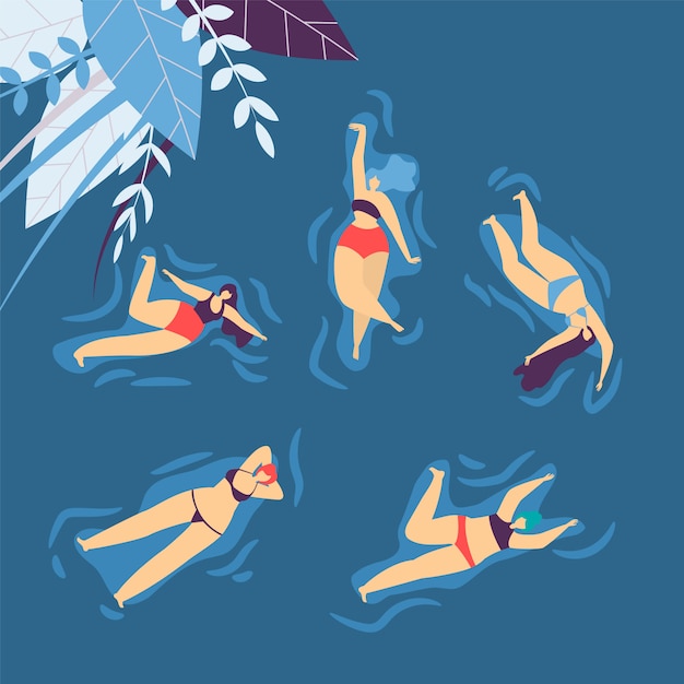 Free Vector swimsuit swimming relaxing water woman leisure